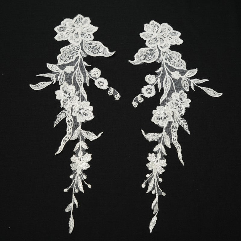 Ivory Trailing Flower Applique - Bridal, Bridal Skirt