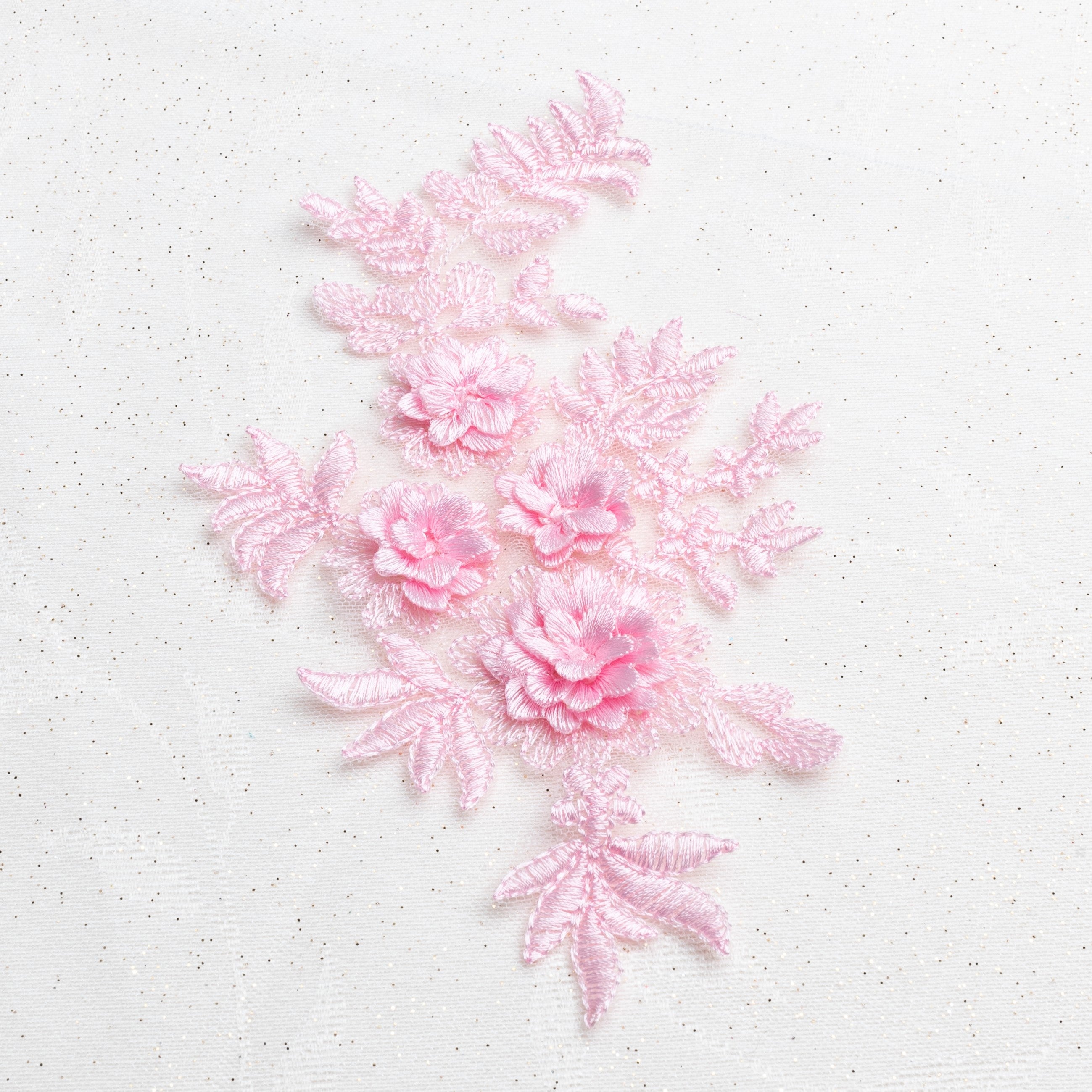 Pink Embroidered 3D Floral Applique - Lyrical, Flower Fairy