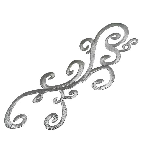 Embroidered silver cosplay scroll design applique 