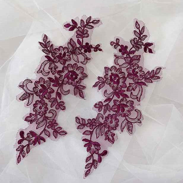 Grape Purple Floral Corded Applique - Dance | Costume | Bodice ...