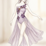Romantic dusty-lilac lyrical costume with rearranged APU1023 floral and leaf sections