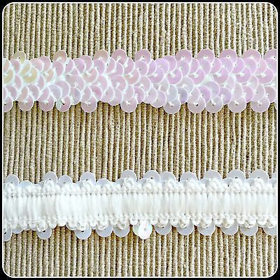 The trim stretches to a 2 row design depending on the ammount of strech applied. It has a soft elastic backing  with makes it easy to sew onto costumes or to join for headbands  or belts 