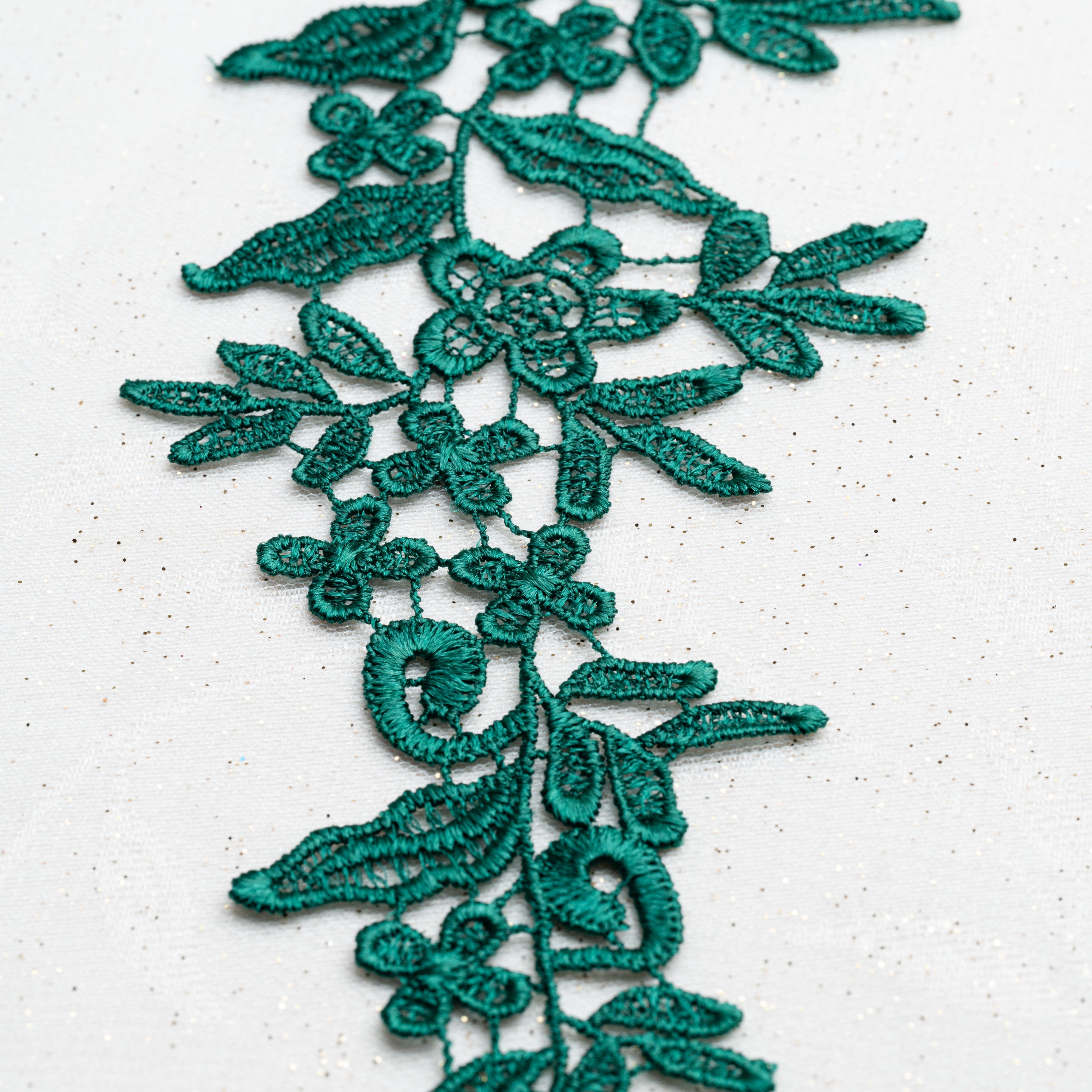 Dark green lace applique pair perfect for decorating a tutu bodice or dance and stage costume.