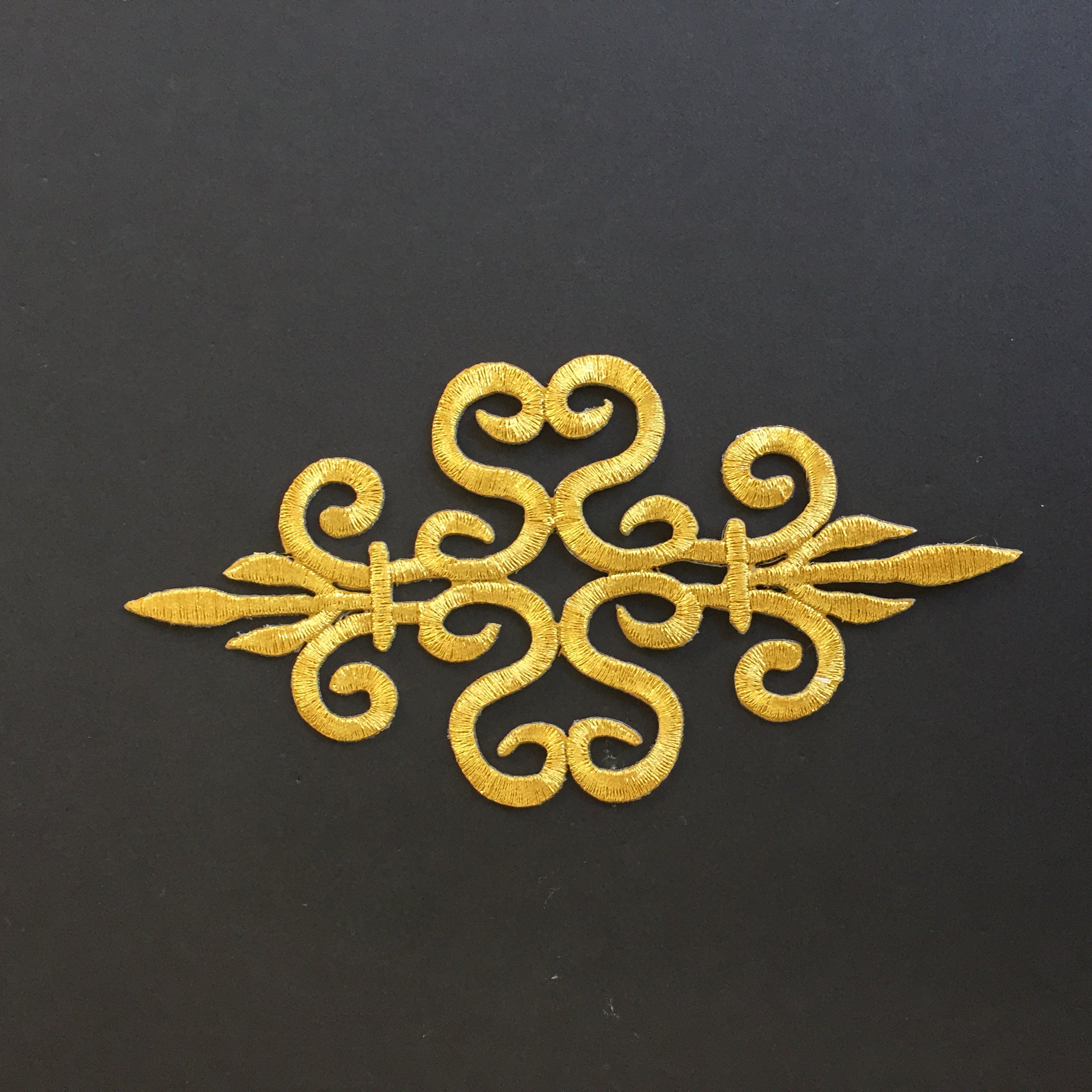 Baroque style metallic gold applique suitable for cosplay and military  costumes.  