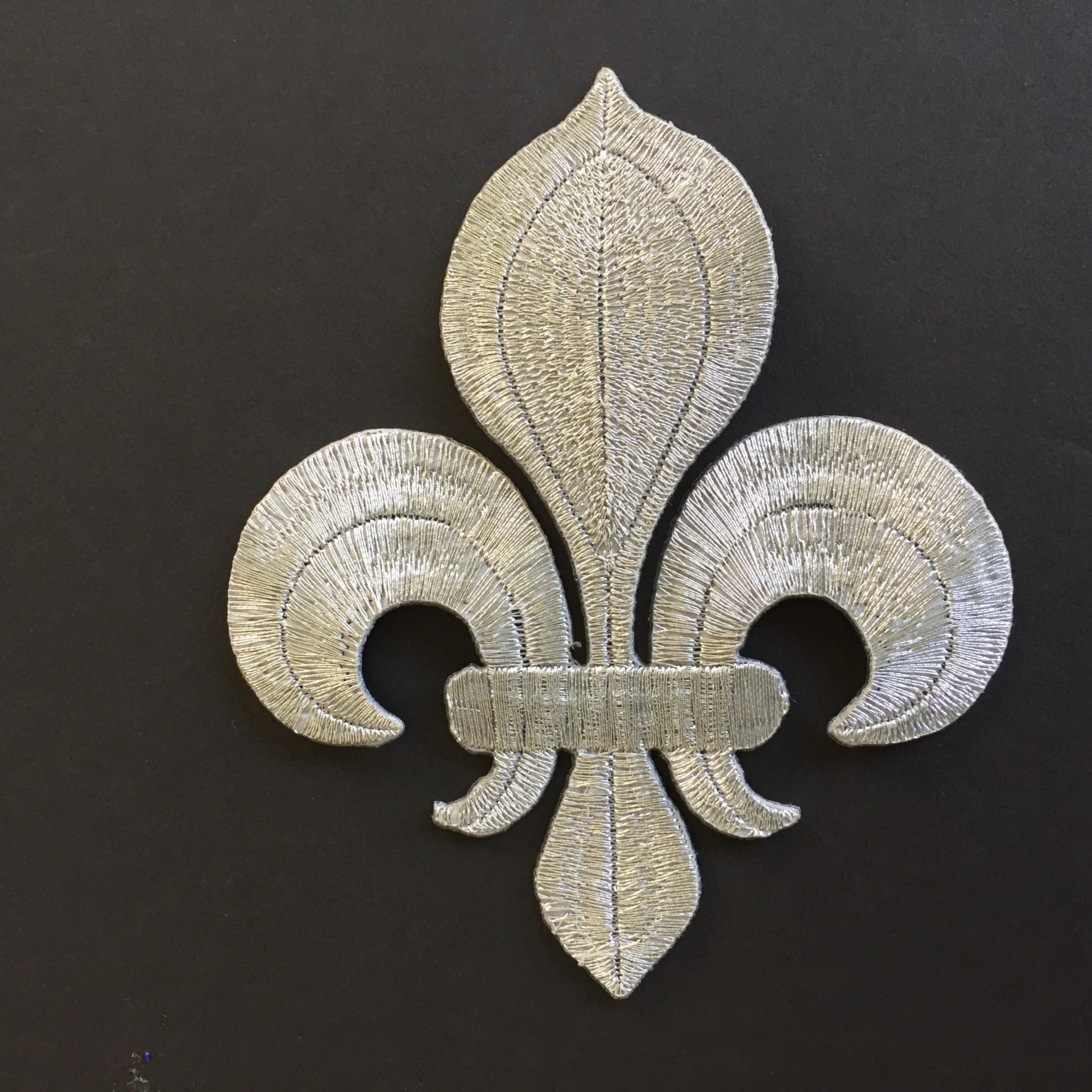 Silver fleur de lis iron on applique patch for cosplay costumes