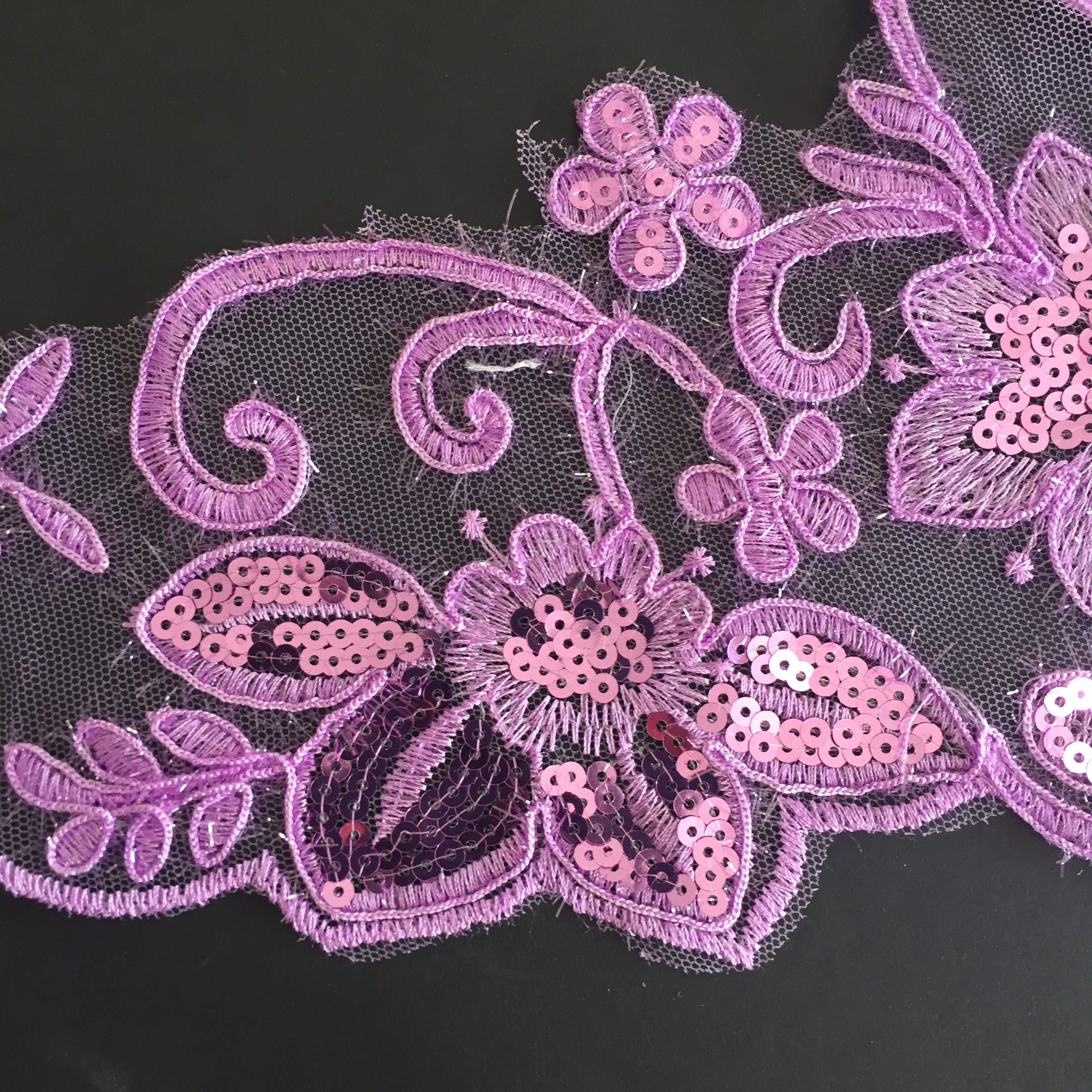 Violet Glitter Lace Border - Sequins, Glitter