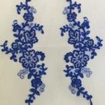 Delicate blue beaded lace applique for costumes and evening wear.